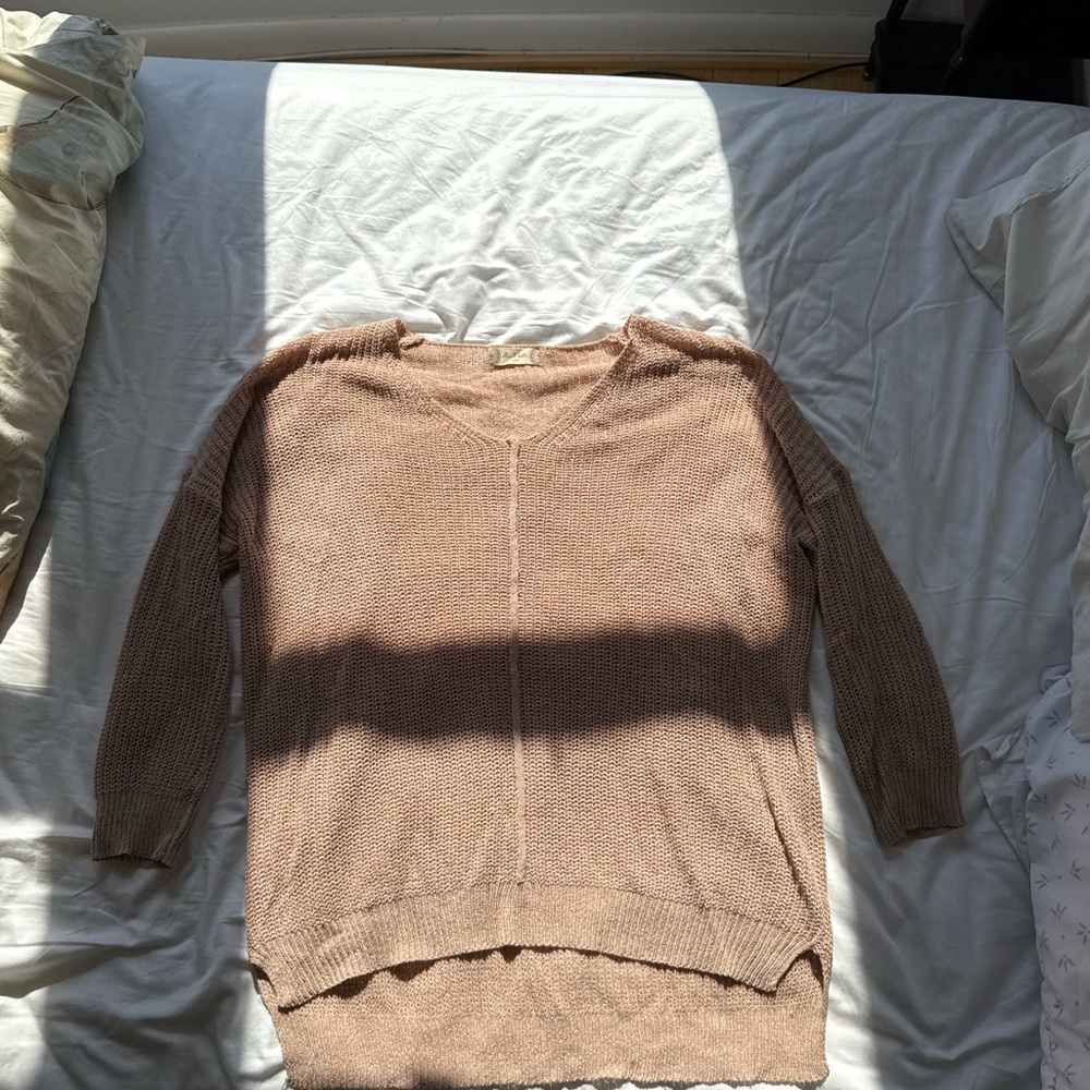 Altar'd State V-Neck Sweater in Tan